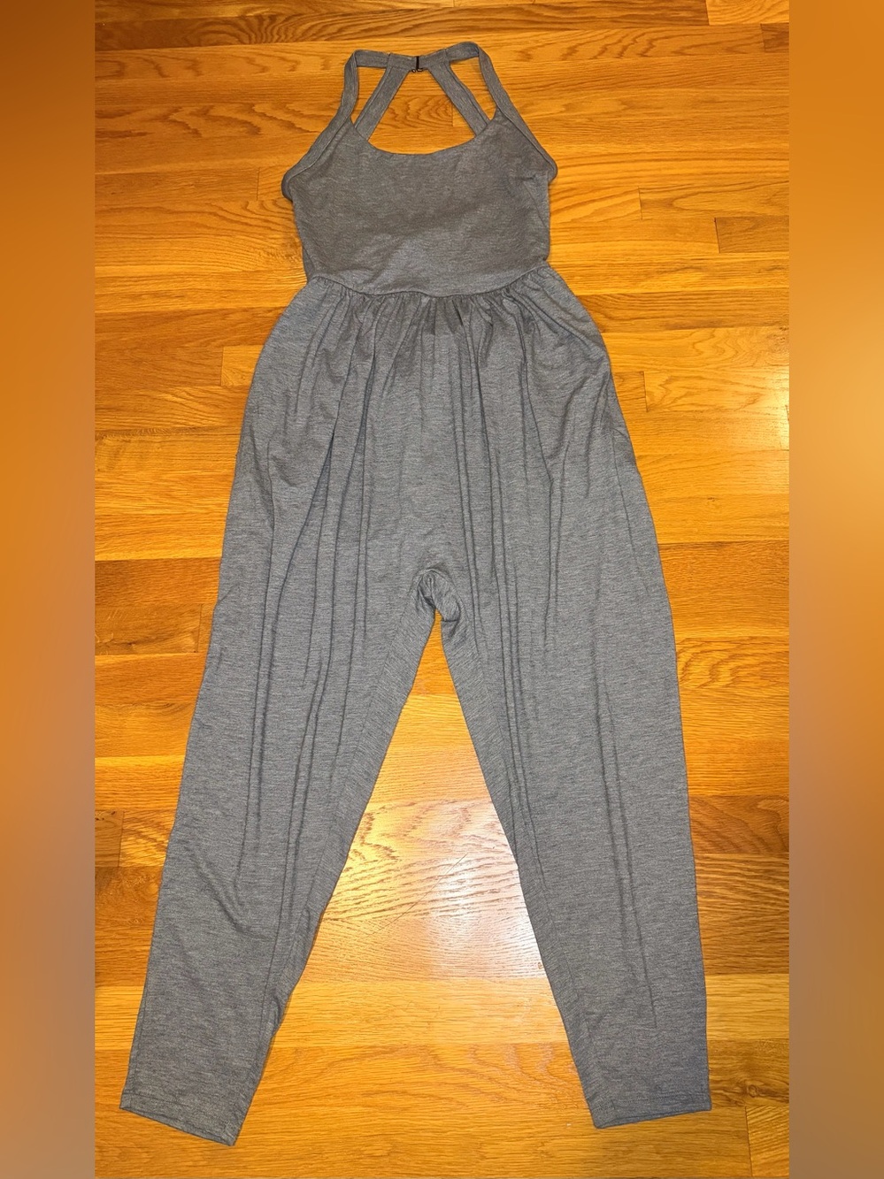 Halara Gray Backless Jumpsuit Romper Medium NWOT Athleisure Yoga Lounge